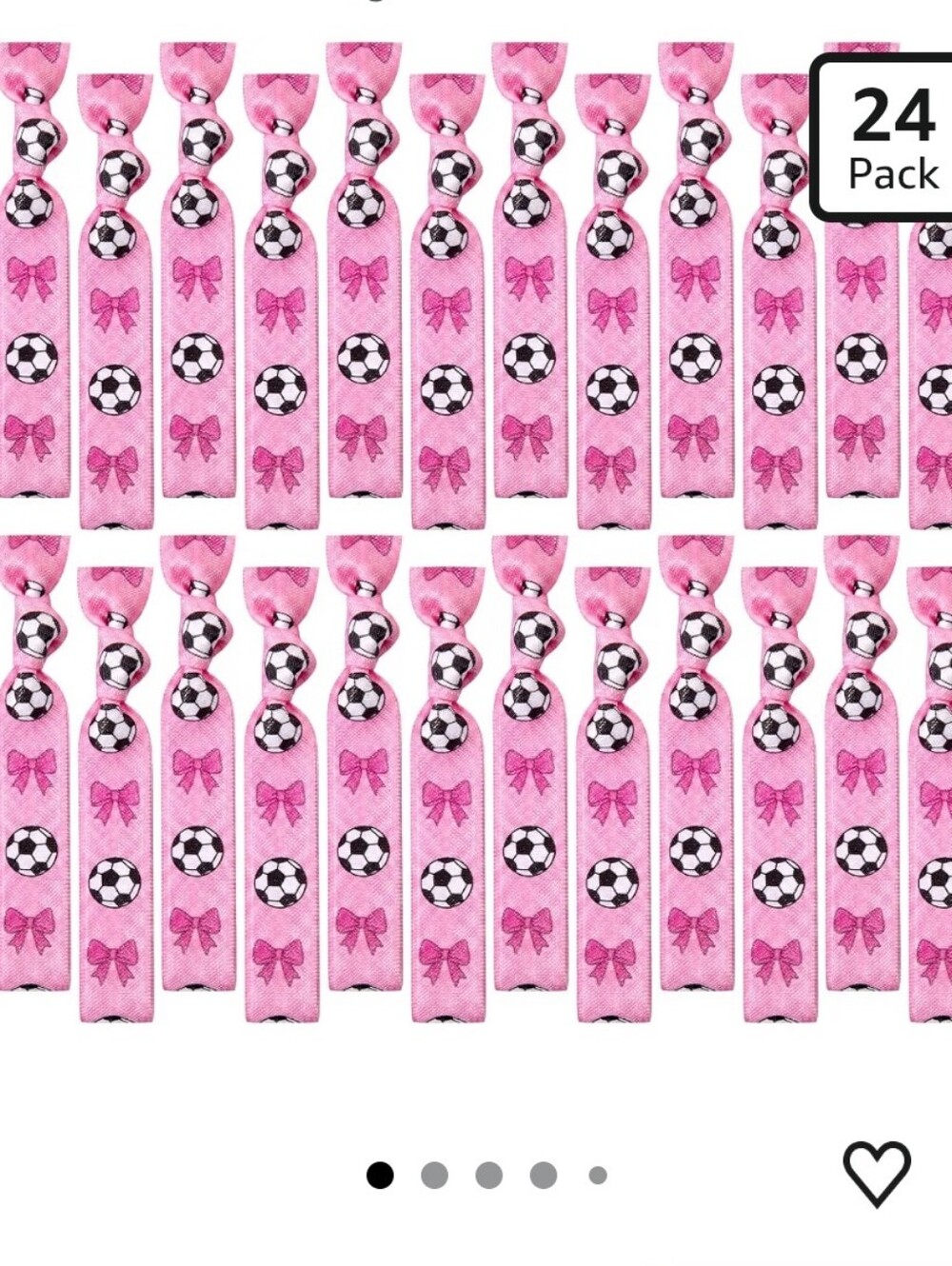 Soccer 24pcs Hair Ties Ponytail Holders Bracelet, Pink